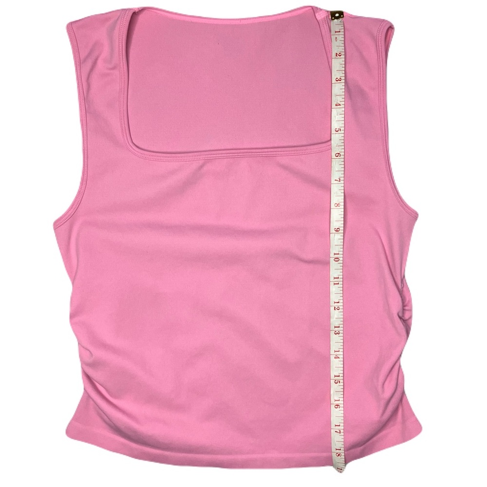 Pink Square Neck Ruched sides Tank Top - Picture 6 of 6